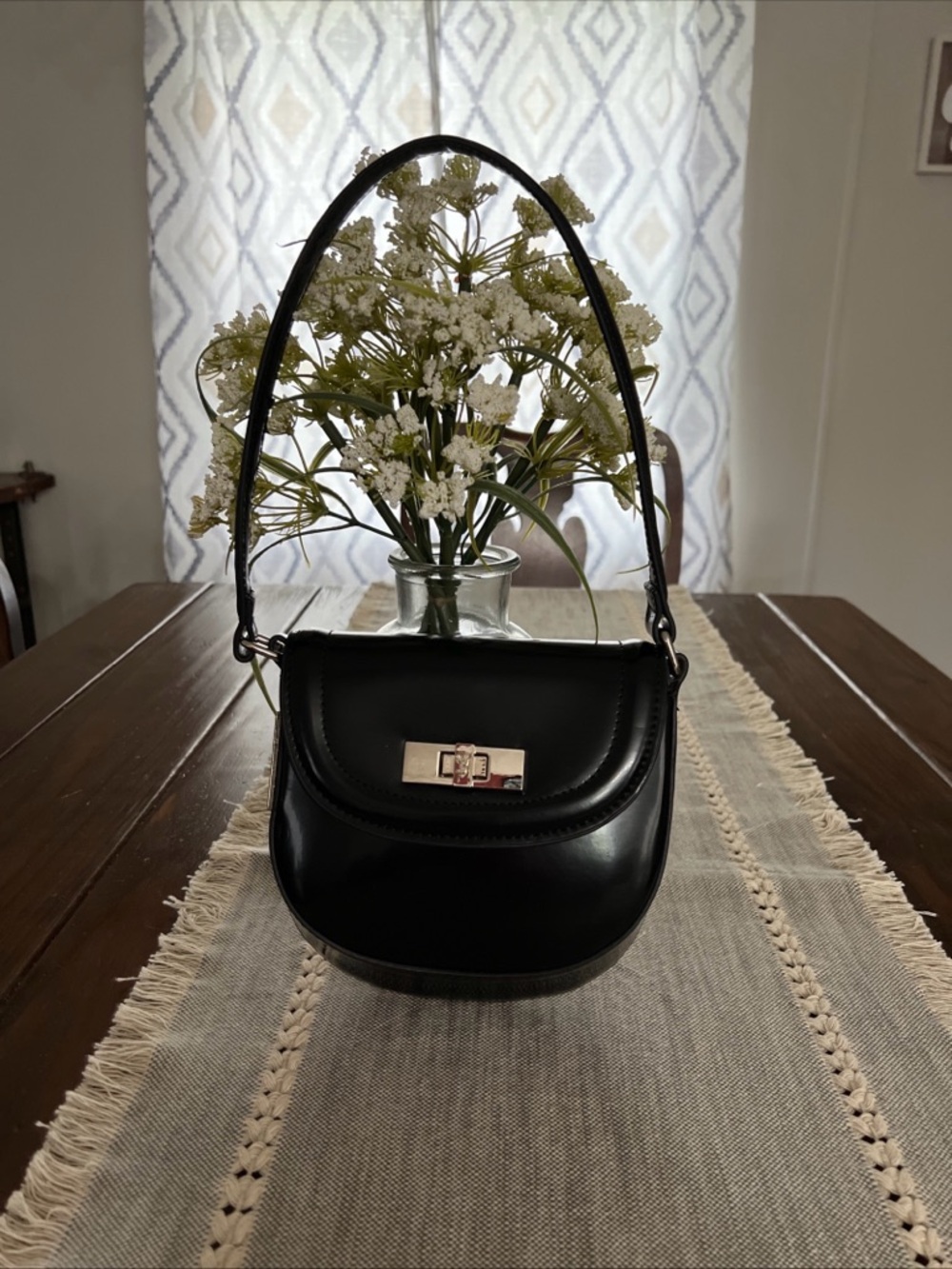 Steve Madden Black Leather Top Handle Small Bag
